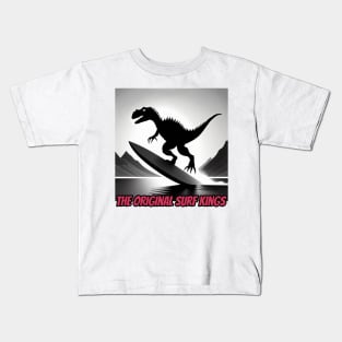 Dinosaur Surfing Funny Kids T-Shirt